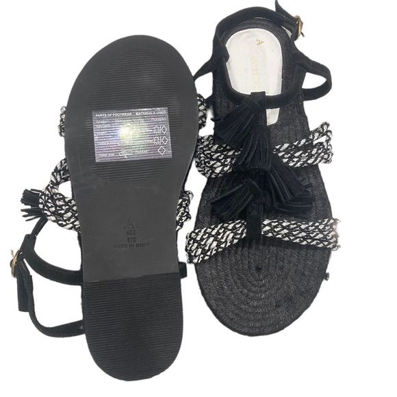 Anthropologie Women’s Black and White Fringed Rope Sandals NEW - Picture 6 of 7